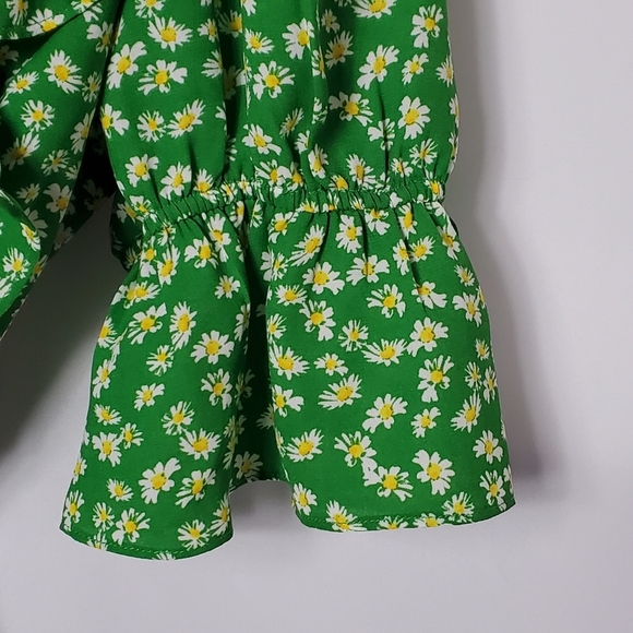 WAYF Floral Ruffle Peplum Wrap Blouse - Small - Picture 5 of 9